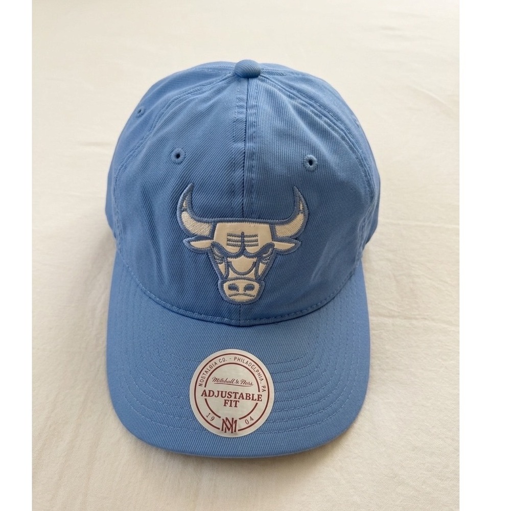 Mitchell & Ness Chicago Bulls Adjustable Hat Light Blue NBA Embroidered Cap